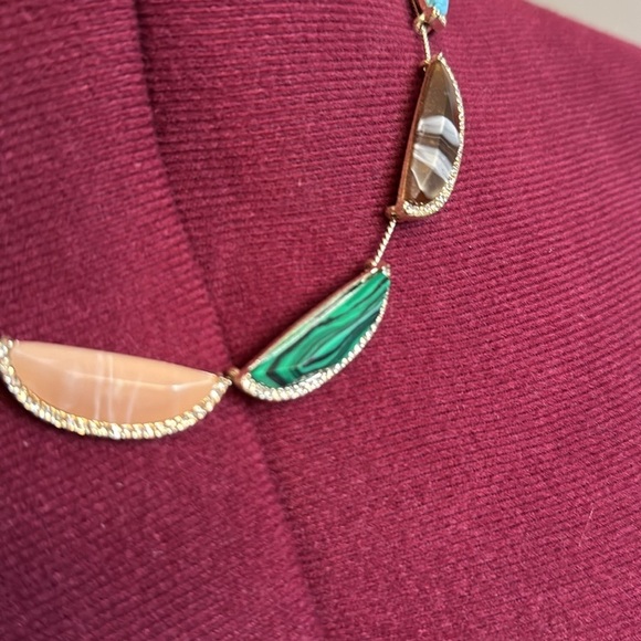 Ann Taylor loft watermelon stone rainbow statement necklace in silver - Picture 5 of 5